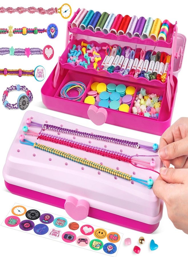TingingYuli Friendship Bracelet Making Kit with Storage Box,DIY String Bracelet Arts and Craft for Girls Aged 8-12,Kids' Travel Activity Toy Set,Easter Birthday Gifts for Ages 6 7 8 9 10 11 12 Year Old Rose - Image 1
